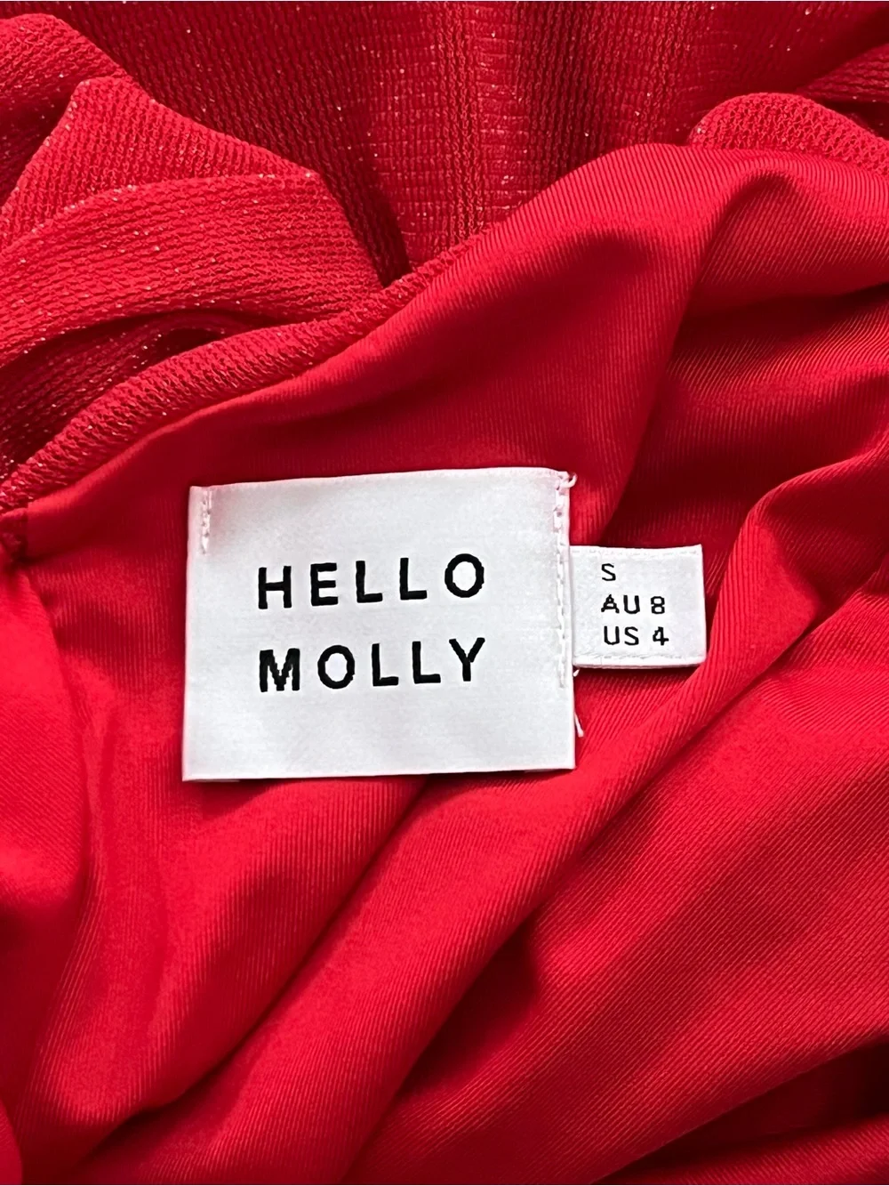 Hello Molly Red Glitter Ruched Bodycon Mini Dress Size Small US 4 Party - Picture 3 of 3